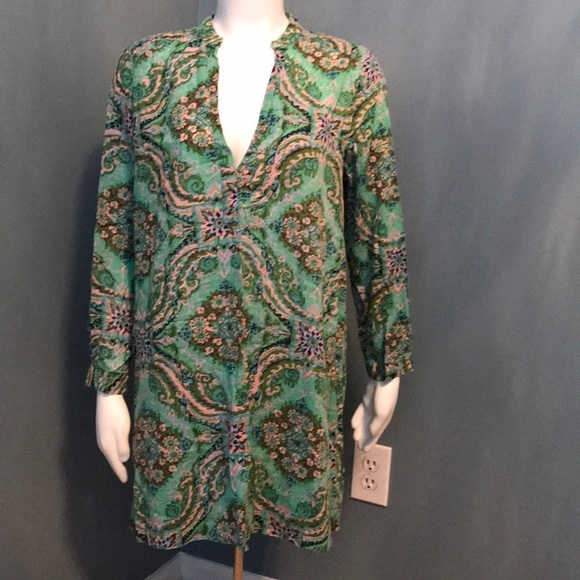 J. Crew Tops - J. Crew Mint Green Flora Print Long Sleeve Tunic